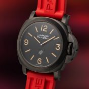 A RARE GENTLEMAN'S SIZE PVD COATED STAINLESS STEEL PANERAI LUMINOR WRIST WATCH DATED 2010, REF.