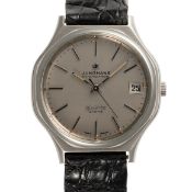 A GENTLEMAN'S SIZE STAINLESS STEEL JUNGHANS CHRONOMETER 4 MHZ QUARTZ WRIST WATCH CIRCA 1978, REF.