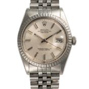 A GENTLEMAN'S SIZE STAINLESS STEEL ROLEX OYSTER PERPETUAL DATEJUST BRACELET WATCH CIRCA 1978, REF.