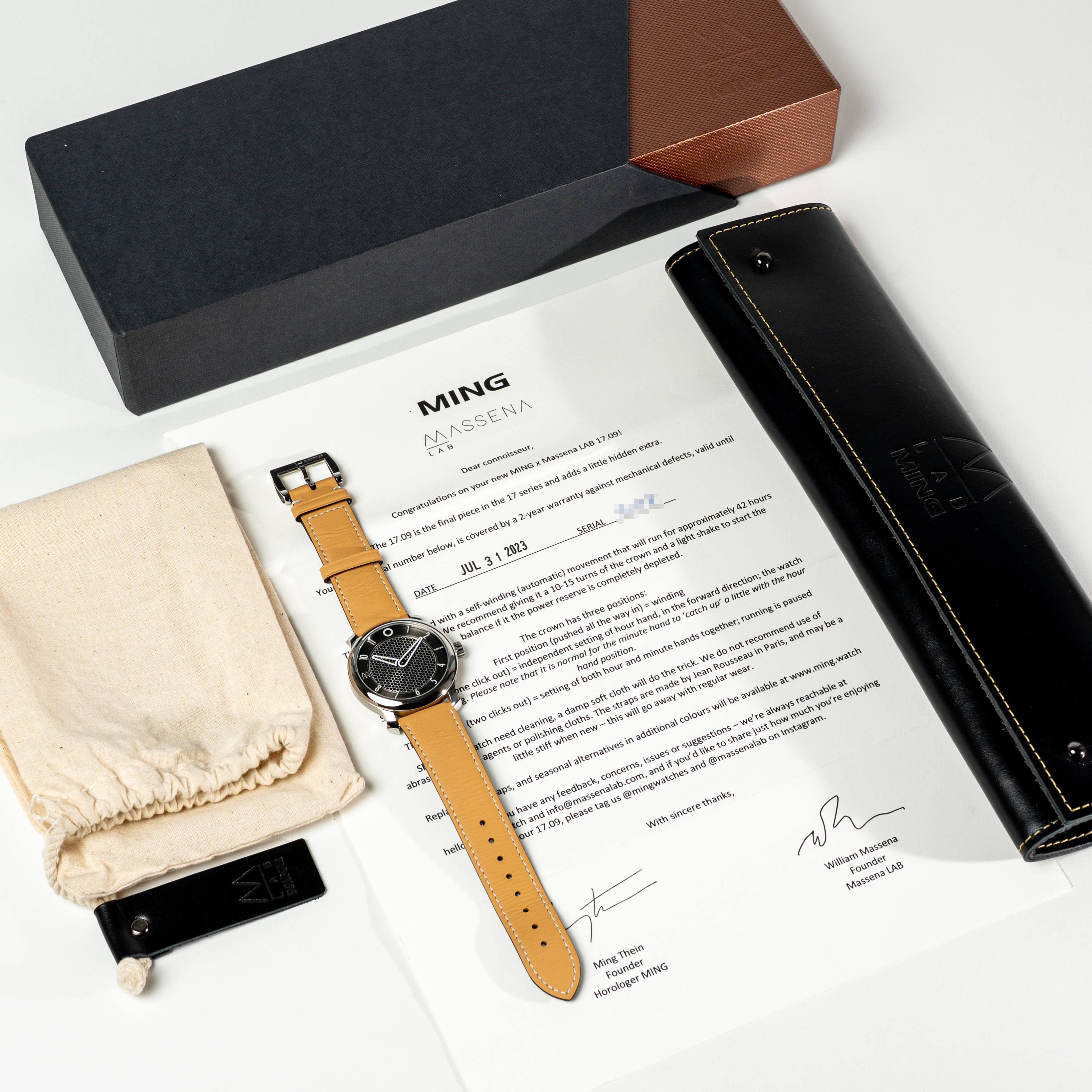 A GENTLEMAN'S SIZE STAINLESS STEEL MING X MASSENA LAB WRIST WATCH DATED 2023, REF. 17.09 ONE OF - Image 8 of 8