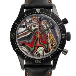 A RARE GENTLEMAN'S SIZE PVD COATED STAINLESS STEEL BAMFORD X BLACK BADGER ZENITH CHRONOMETRO TIPO CP