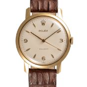 A GENTLEMAN'S LARGE SIZE 18K SOLID GOLD ROLEX PRECISION WRIST WATCH CIRCA 1950s, REF. 13874 WITH