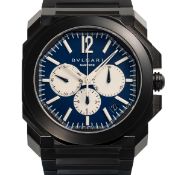 A GENTLEMAN'S SIZE PVD COATED STAINLESS STEEL BAMFORD BULGARI OCTO AUTOMATIC CHRONOGRAPH BRACELET