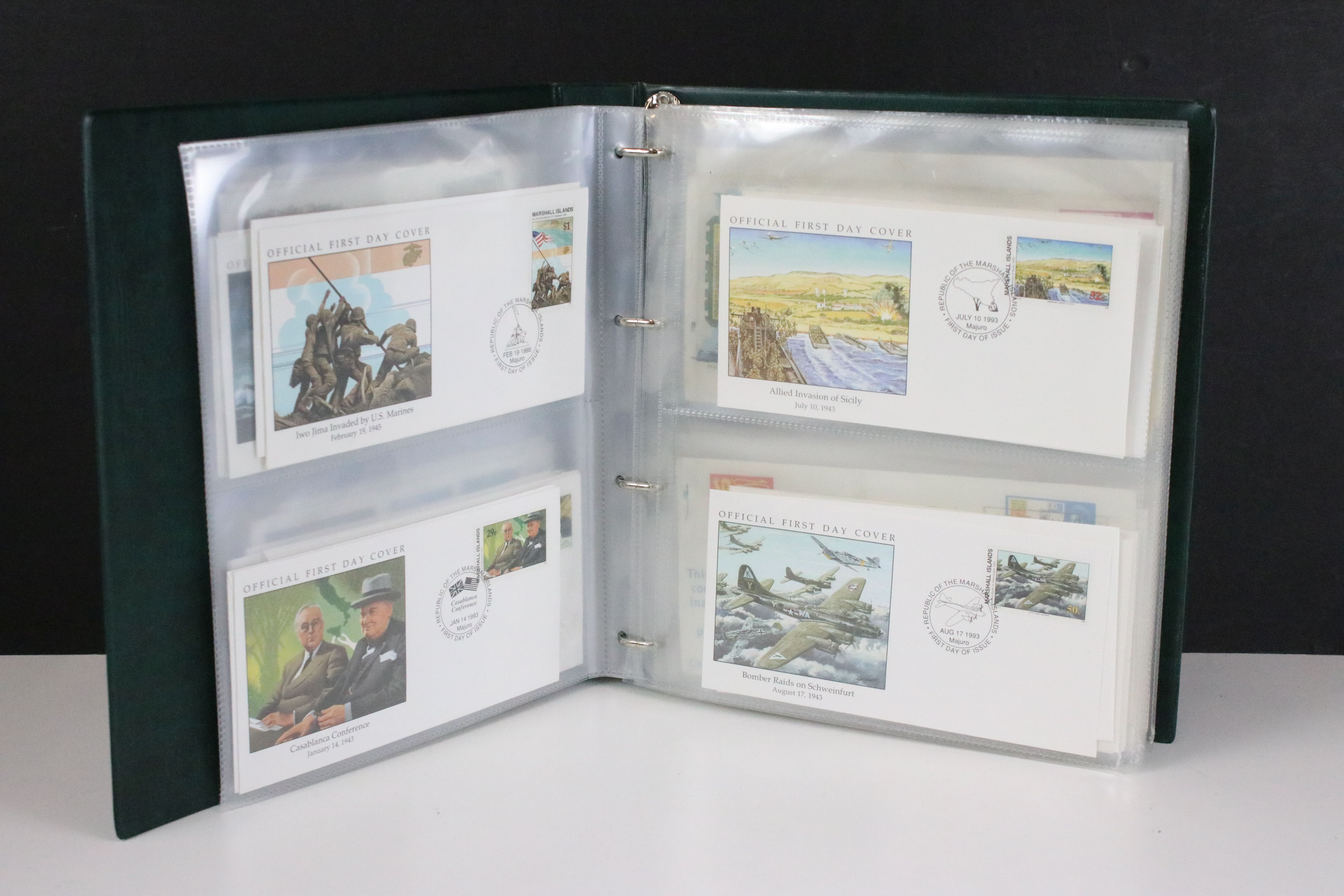 Stamps - album of First Day Covers, subjects include World War II, Channel Islands and others