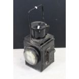 British Railways guards double bullseye handled lamp lantern, with BR stamp to top, approx. H 34cm