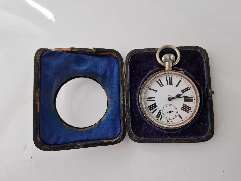 A Goliath silver cased travelling clock, eight day, working order, 4" high, Birmingham 1904 - Image 3 of 3