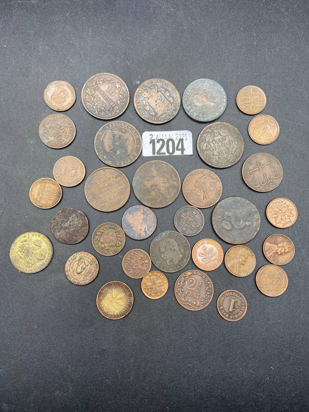 Copper Shell Coin A bag of mostly continental copper coins