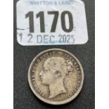 Silver Victoria one shilling coin 1872