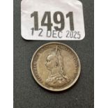 Victoria 1887 shilling enamelled to reverse possible mint error to date