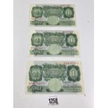Peppiatt Ten shilling notes (3)