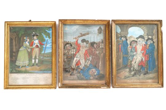 A COLLECTION OF GEORGE III EIGHT HAND-COLOURED MEZZOTINTS LATE 18TH CENTURY including 'The