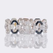 Hochfeines Art-déco Diamant Armband mit Onyx-Gliedern.