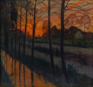 Otto Modersohn (Soest 1865 - Fischerhude 1943). Abendlandschaft.