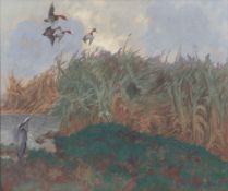 Friedrich Lissmann (Bremen 1880 - Ypern 1915). Einfallende Tafelenten.