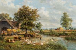 Hubert Kaplan (München 1940 - Egling 2024). Bauernhof am Bach.