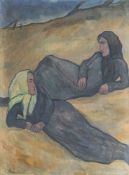 Käte Lassen (Flensburg 1880 - Flensburg 1956). Fischerfrauen am Strand.