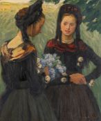 Otto Heinrich Engel (Erbach/Odenwald 1866 - Glücksburg 1949). Friesische Mädchen mit Fliederstrauß.