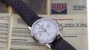 Rare Heuer Carrera MKII Dato 12 Triple Calendar Chronograph Reference 2547S Circa 1967