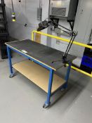 WORKTABLE ON WHEELS, 55X24X34 HEIGHT, WITH WORK LIGHT