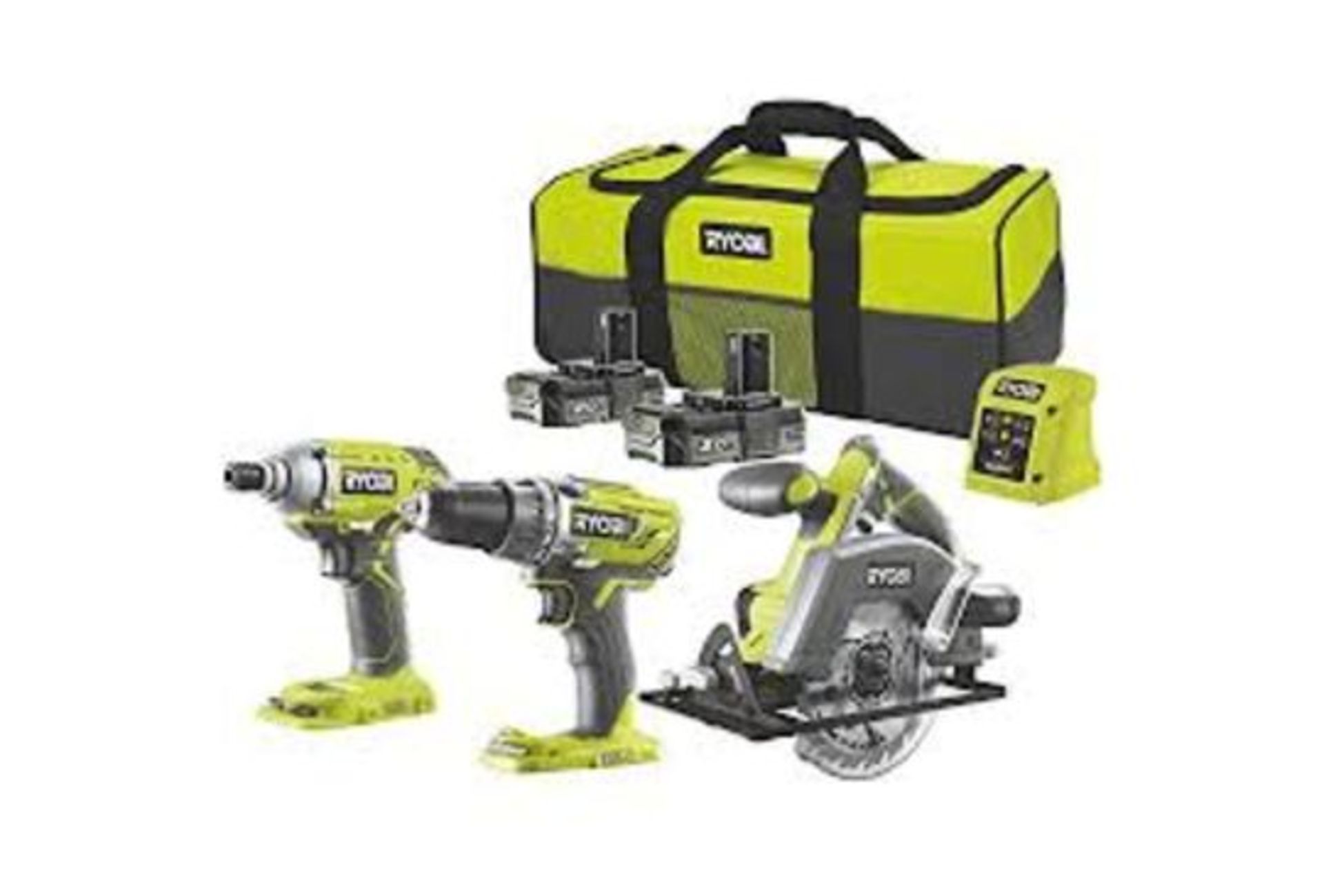 Brand New Ryobi ONE+ 18V Li-ion One+ Cordless 3 piece Power tool kit (2 x 2Ah) - R18PDID2CSP-220S, - Image 2 of 2