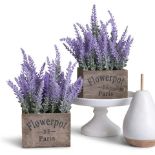 7X Brand new New & Boxed Sets of 2 Butterfly Craze Artificial Lavender Plants in Rustic Wooden