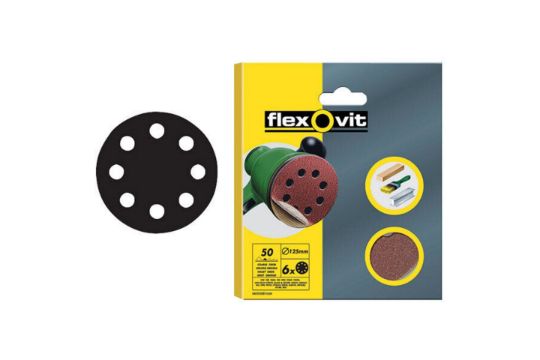 300 X Brand New Flexovit 63642526396 Hook & Loop Sanding Disc 150mm Medium 80G Pack 6 FLV26396.