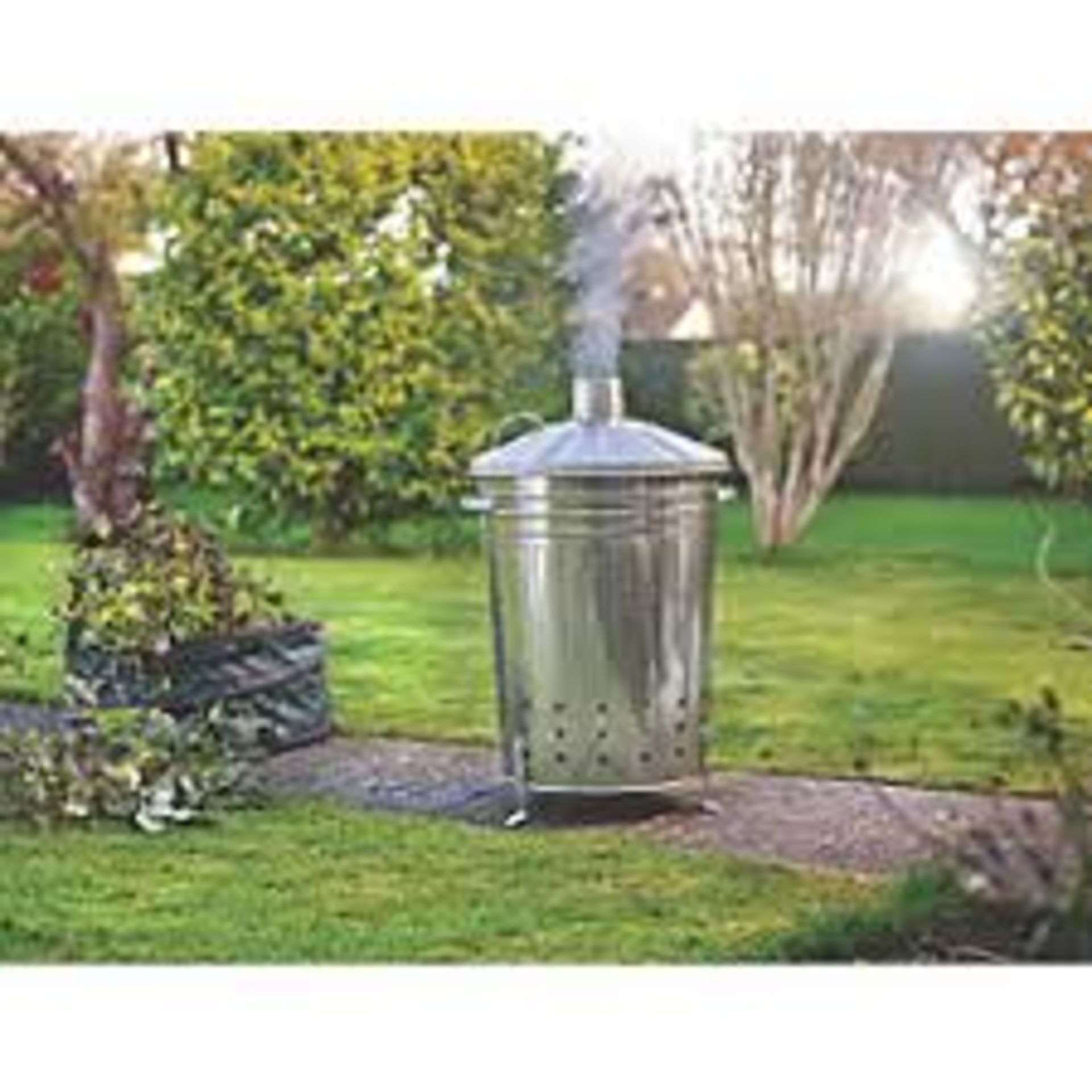 TRADE LOT 10 x Galvanised Incinerator Bin 80L With Lids. Durable galvanised steel. Ideal for burning - Image 4 of 4