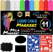 TRADE LOT 100 X BRAND NEW MILA MARKERS 11 PIECE LIQUID CHALK MARKER SETS WITH CHALKBOARD LABELS, FUN