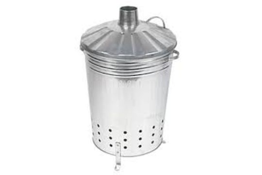 TRADE LOT 10 x Galvanised Incinerator Bin 80L With Lids. Durable galvanised steel. Ideal for burning - Image 4 of 4