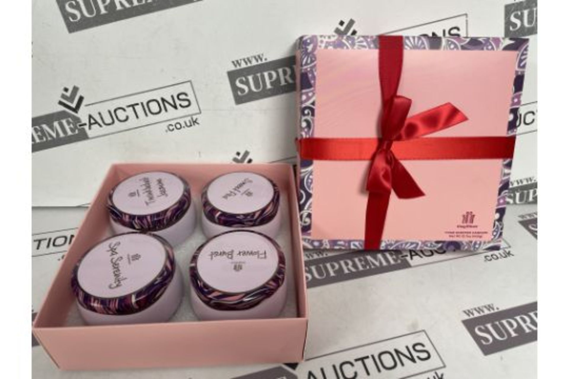 8 X BRAND NEW THE GIFTBOX SET OF 4 ASSORTED LUXURY CANDLES 440G TWINKLEFLOWER IN GIFTWRAPPED BOX (