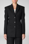 Brand New Del Core Black Fitted Single-Breasted Jacket with Open Back – Size 40 – RRP £1,375 –(EBR