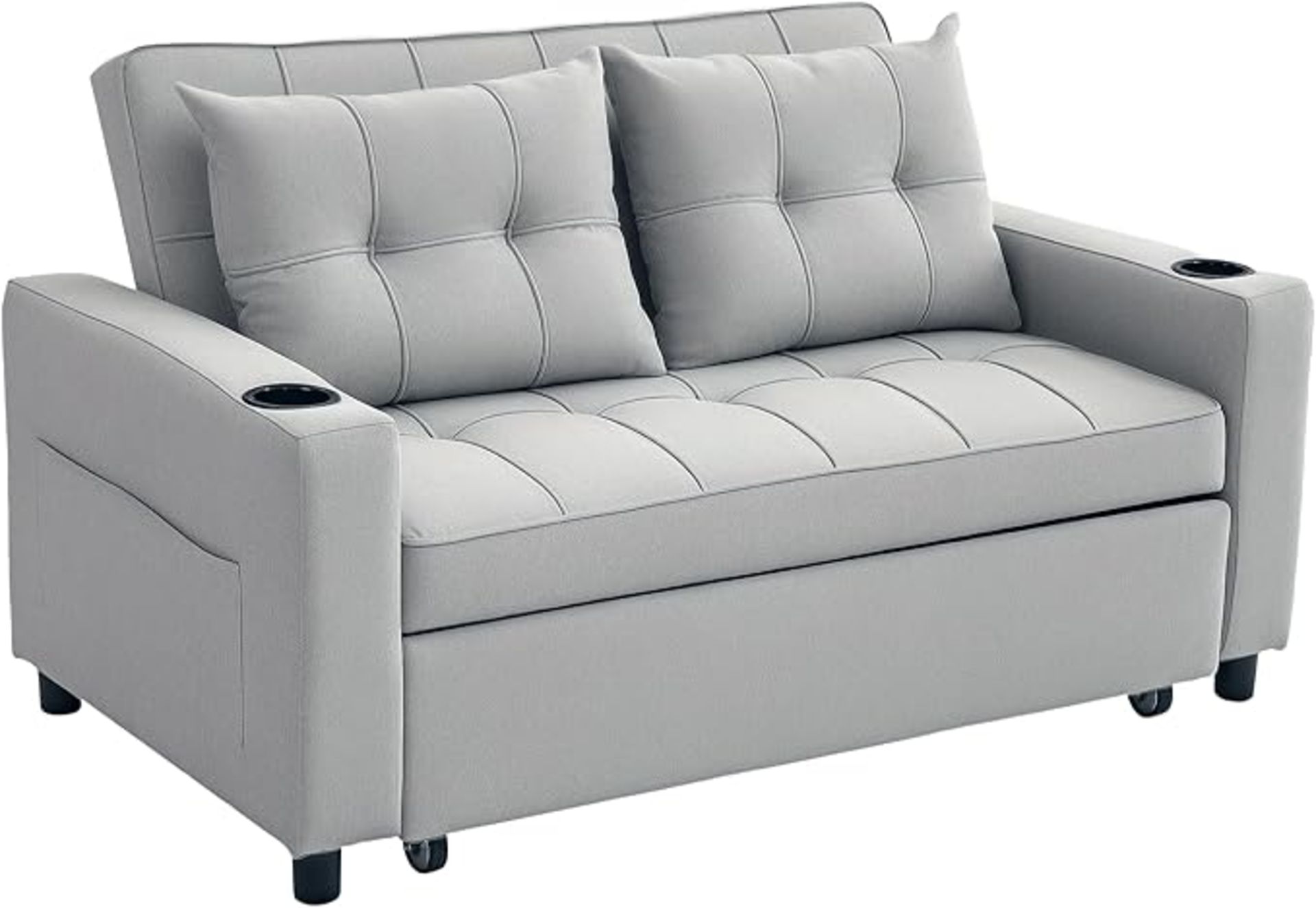 Boxed HOMCOM 2 Seater Sofa Bed, Convertible Pull Out Sofa Bed with ...