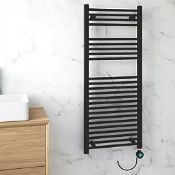 Flomasta 1200mm x 500mm 1023BTU Black Flat Electric Towel Radiator. - SR1.3.1.