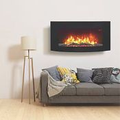 Black Remote Control Wall-Mounted Electric Fire 1000mm x 500mm. - SR1.3.1.