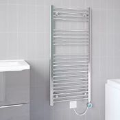 Flomasta 1100mm x 500mm 852BTU Chrome Flat Electric Towel Radiator. - SR1.3.1.