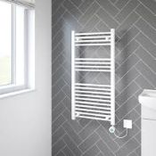 Flomasta 1000mm x 500mm 852BTU White Flat Electric Towel Radiator. - SR1.3.1.