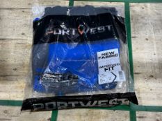 24x BRAND NEW & PACKAGED PORTWEST T710 WX3 Service Shorts - PERSIAN BLUE - SIZE 38. (LOC: R49-2-