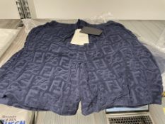 BRAND NEW FENDI BERMUDA V SPONGE FF KARLIG NAVY BLUE SHORTS SIZE 46 RRP £615 (LOC: s/r-bb1131)