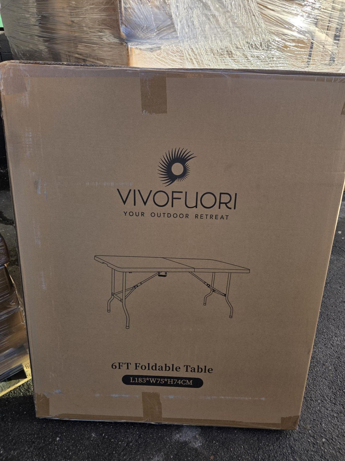 2 x New & Boxed Vivo Fuori 6ft Foldable Tables. The Vivo Fuori 6ft Foldable Table is a lightweigh