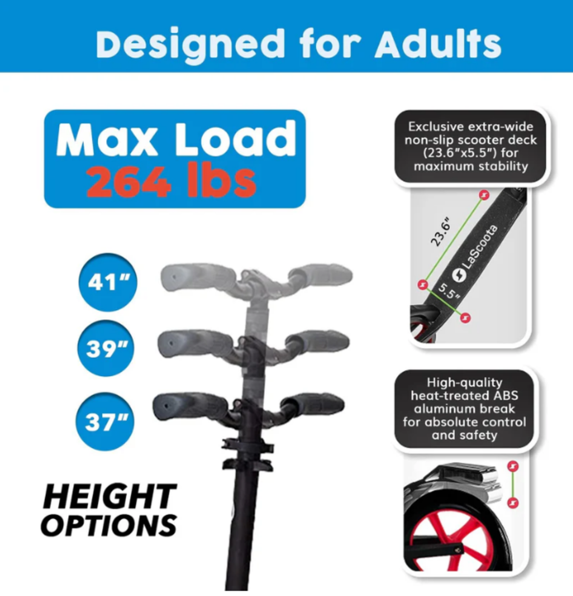 2 x New & Boxed LaScooter Kick Scooter for Adults & Teens. RRP £120 each. EASY TO USE: This adult - Image 2 of 4