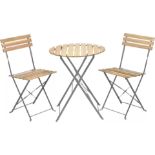 BRAND NEW Alpine Corporation 3-Piece Wood Slat and Metal Bistro Set RRP £219. S1. CLASSIC PATIO