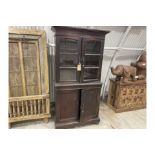 LARGE HERITAGE GLAZED SHOWCASE WOODEN DISPLAY CABINET 214 X 112 X 46CM. RRP £2995. THIS HERITAGE