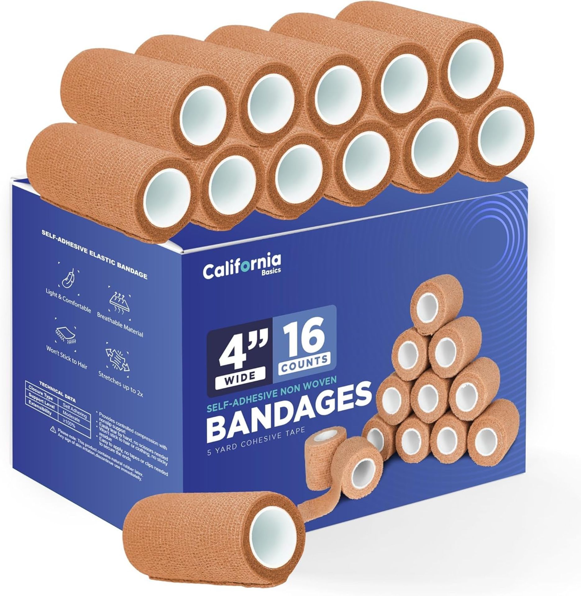 18 X BRAND NEW PACKS OF 24 2" X 5 YARD BEIGE NON ADHESIVE WOVEN BANDAGES R11-5