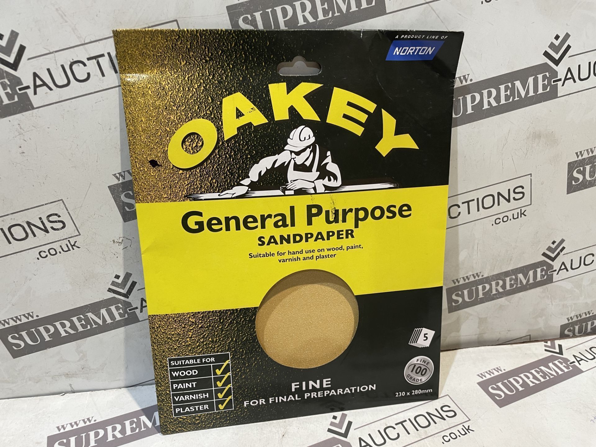 60 X BRAND NEW OAKEY GENERAL PURPOSE SANDPAPER PACKS OF 5 SHEETS FINE 100 GRADE 230 X 280MM R9-5