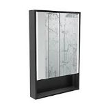 Sensio Sydney Matt Black Wall-mounted Illuminated Mirrored Bathroom Cabinet. - SR3.5.2.