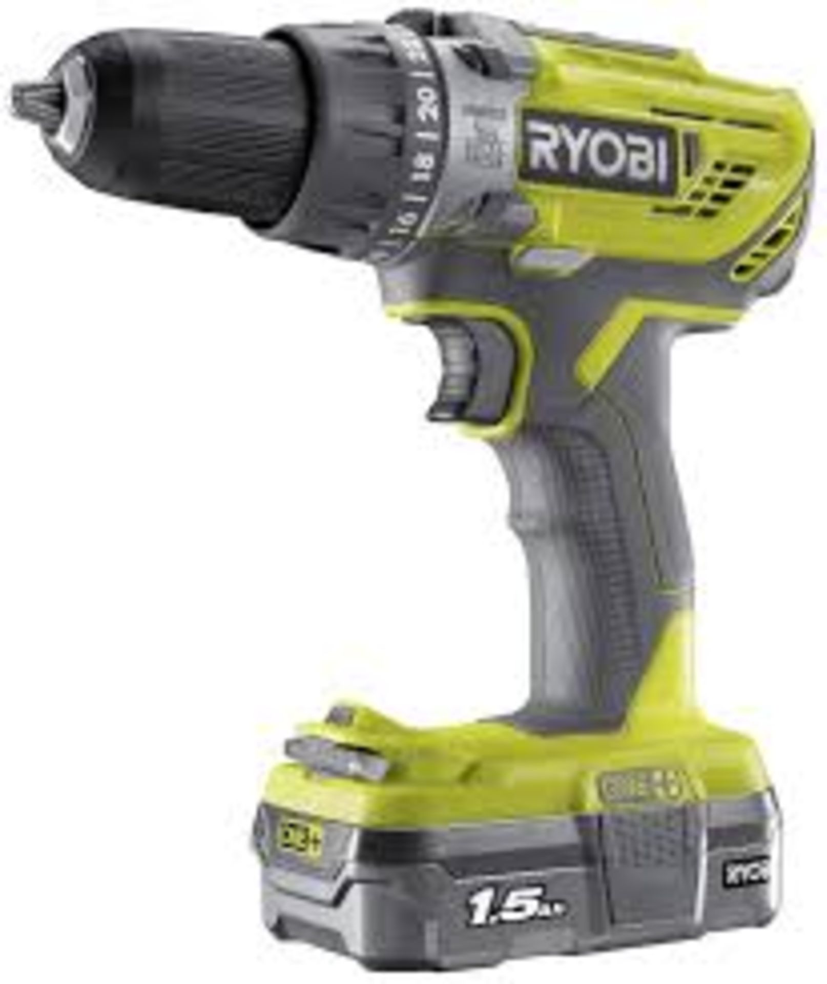 Ryobi ONE+ 18V 1.5Ah Cordless Brushed Forward & Reverse Percussion Drill 1 Battery R18PD3-115GK. -