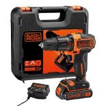 Black+Decker 18V Li-ion Brushed Cordless Combi drill. - sR3.5.5.