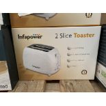 4 X BRAND NEW INFAPOWER 2 SLICE TOASTERS R29.4 (LOC: 29.4-M417)