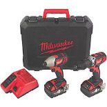 Milwaukee M18 BPP2Q-402C 18V 2 x 4.0Ah Li-Ion RedLithium Cordless Twin Pack. - SR5.1.9. RRP £349.