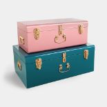 Boxed Set of Two Metal Teal & Pink Storage Boxes-RS2.5